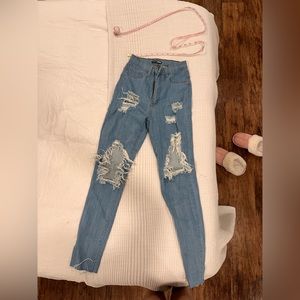 fashion nova jeans size 0/2 24/25/xs super stretchy high waisted boyfriend